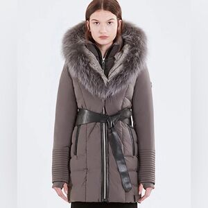 NWOT RUDSAK Grey Puffer Coat with Fur Trim